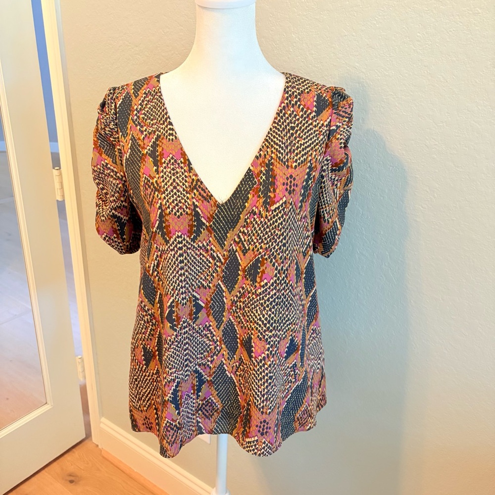 Adrienne V-Neck Snake Print Blouse